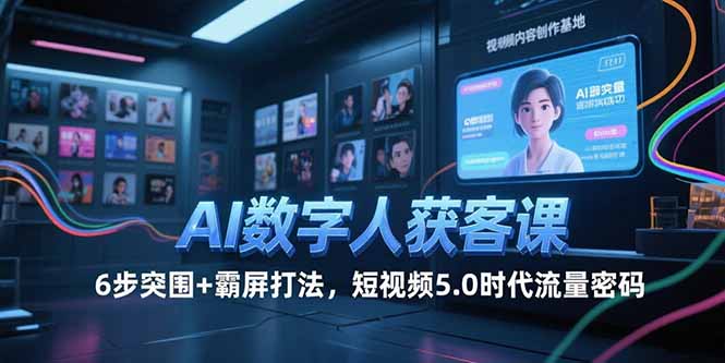 AI数字人获客课，6步突围+霸屏打法，短视频5.0时代流量密码-万三聊项目