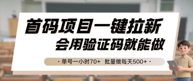 首码项目一键拉新，会用验证码就能做 单号一小时70+，批量做每天5张【揭秘】-万三聊项目