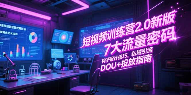 短视频训练营2.0新版，7大流量密码/钩子设计技巧/私域引流/DOU+投放指南-万三聊项目