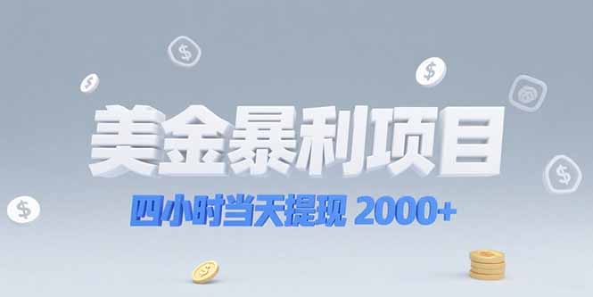 美金暴利项目，四小时当天提现 2000+机会留给会选赛道的人-万三聊项目