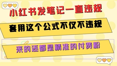 小红书发笔记一直违规，套用这个公式不仅不违规，来的还都是精准的付费粉-万三聊项目