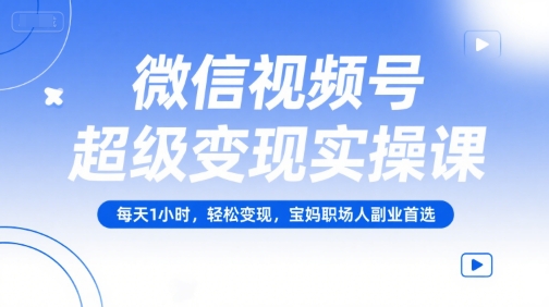 微信视频号超级变现实操课，每天1小时，轻松变现，宝妈职场人副业首选-万三聊项目