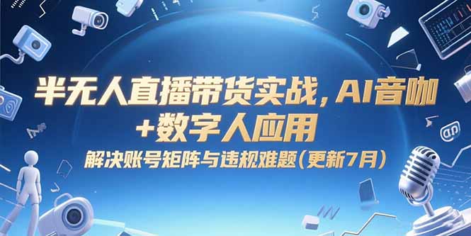 半无人直播带货实战，AI音咖+数字人应用 解决账号矩阵与违规难题(更新7月-万三聊项目