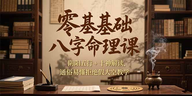 零基础八字命理课，阴阳五行+十神解读，通俗易懂拒绝假大空教学-万三聊项目