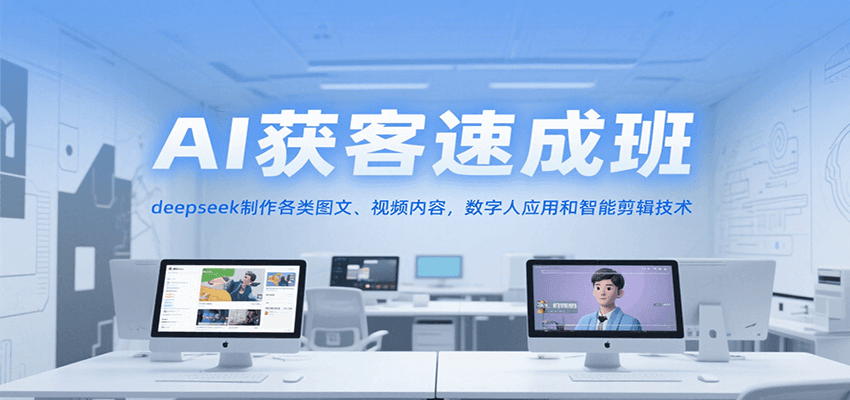 AI获客速成班，deepseek制作各类图文、视频内容，数字人应用和智能剪辑技术-万三聊项目