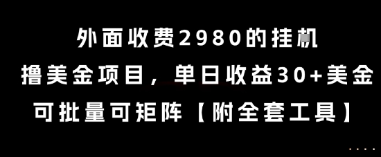 外面收费2980的挂G撸美金项目，单日收益30+美金，可批量可矩阵【揭秘】-万三聊项目
