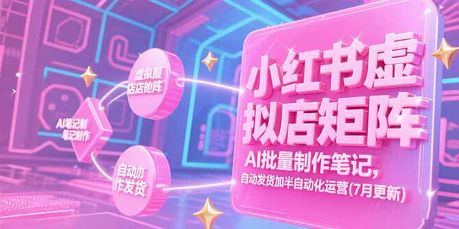 小红书虚拟店矩阵，AI批量制作笔记，自动发货加半自动化运营(7月更新-万三聊项目