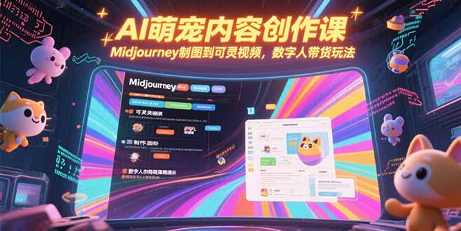 AI萌宠内容创作课，Midjourney制图到可灵视频，数字人带货玩法-万三聊项目