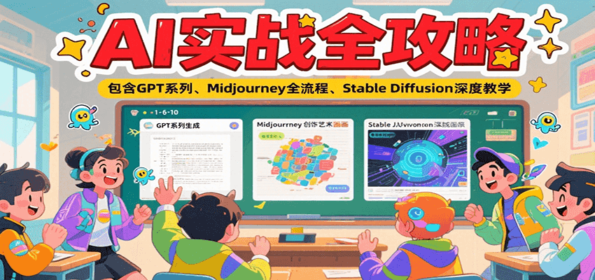 AI实战全攻略，包含GPT系列、Midjourney全流程、Stable Diffusion深度教学-万三聊项目