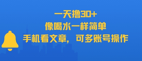 一天撸30+，像喝水一样简单，手机看文章，可多账号操作-万三聊项目