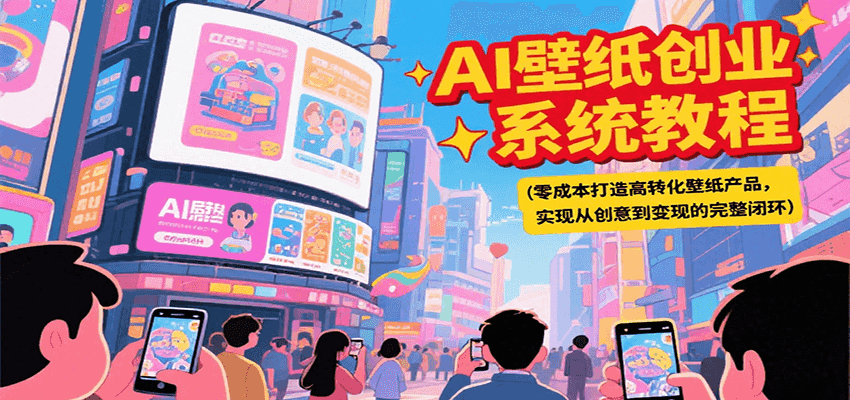 AI壁纸创业系统教程，零成本打造高转化壁纸产品，实现从创意到变现的完整闭环-万三聊项目