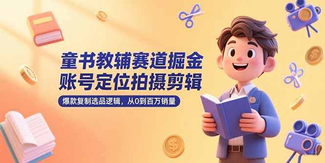 童书教辅赛道掘金，账号定位拍摄剪辑，爆款复制选品逻辑，从0到百万销量-万三聊项目