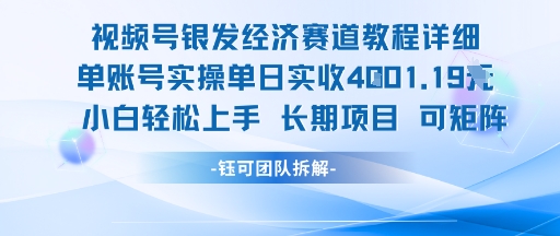 视频号银发经济赛道单账号实操单日实收1k+，小白轻松上手长期项目-万三聊项目