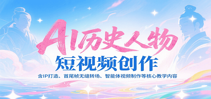 AI历史人物短视频创作，含IP打造、首尾帧无缝转场、智能体视频制作等核心教学内容-万三聊项目
