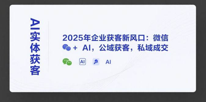 AI实体获客，2025年企业获客新风口：微信+ AI，公域获客，私域成交-万三聊项目