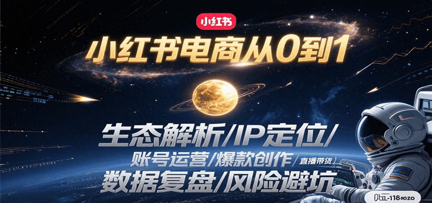 小红书电商从0到1：生态解析/IP定位/ 账号运营/爆款创作/直播带货/数据复盘/风险避坑-万三聊项目