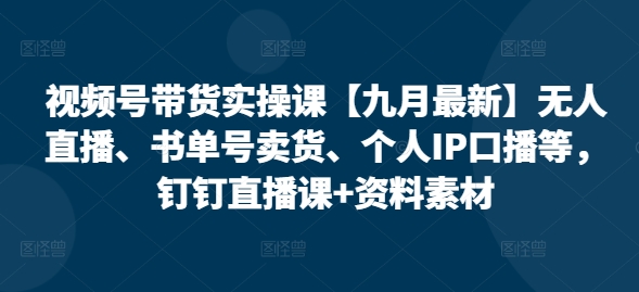 视频号带货实操课【25年7月最新】无人直播、书单号卖货、个人IP口播等，钉钉直播课+资料素材-万三聊项目