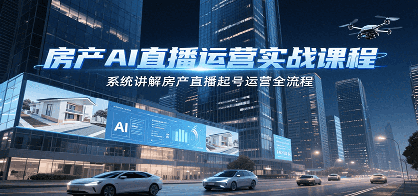 房产AI直播运营实战课程，系统讲解房产直播起号运营全流程-万三聊项目