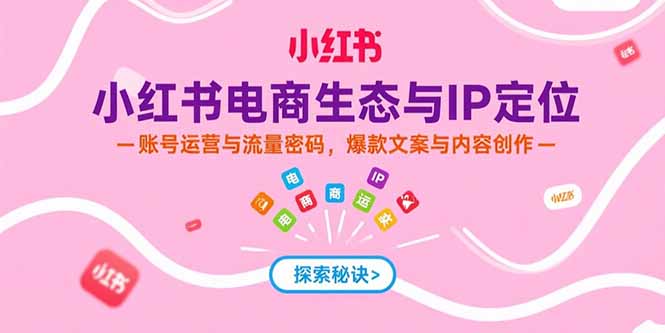 小红书电商生态与IP定位，账号运营与流量密码，爆款文案与内容创作-万三聊项目