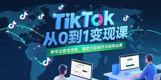 TikTok从0到1变现课，账号注册全流程，爆款内容制作与矩阵运营-万三聊项目