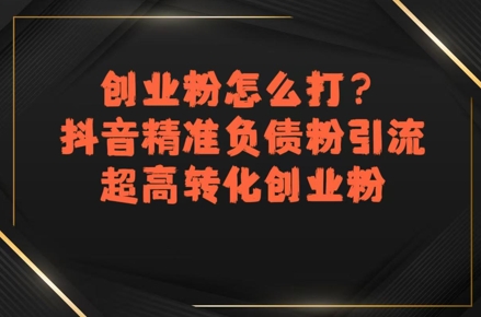 创业粉怎么打？抖音精准负债粉引流，超高转化创业粉-万三聊项目