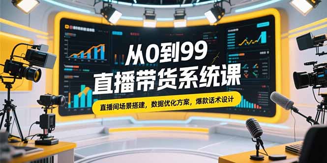 从0到99直播带货系统课，直播间场景搭建，数据优化方案，爆款话术设计-万三聊项目