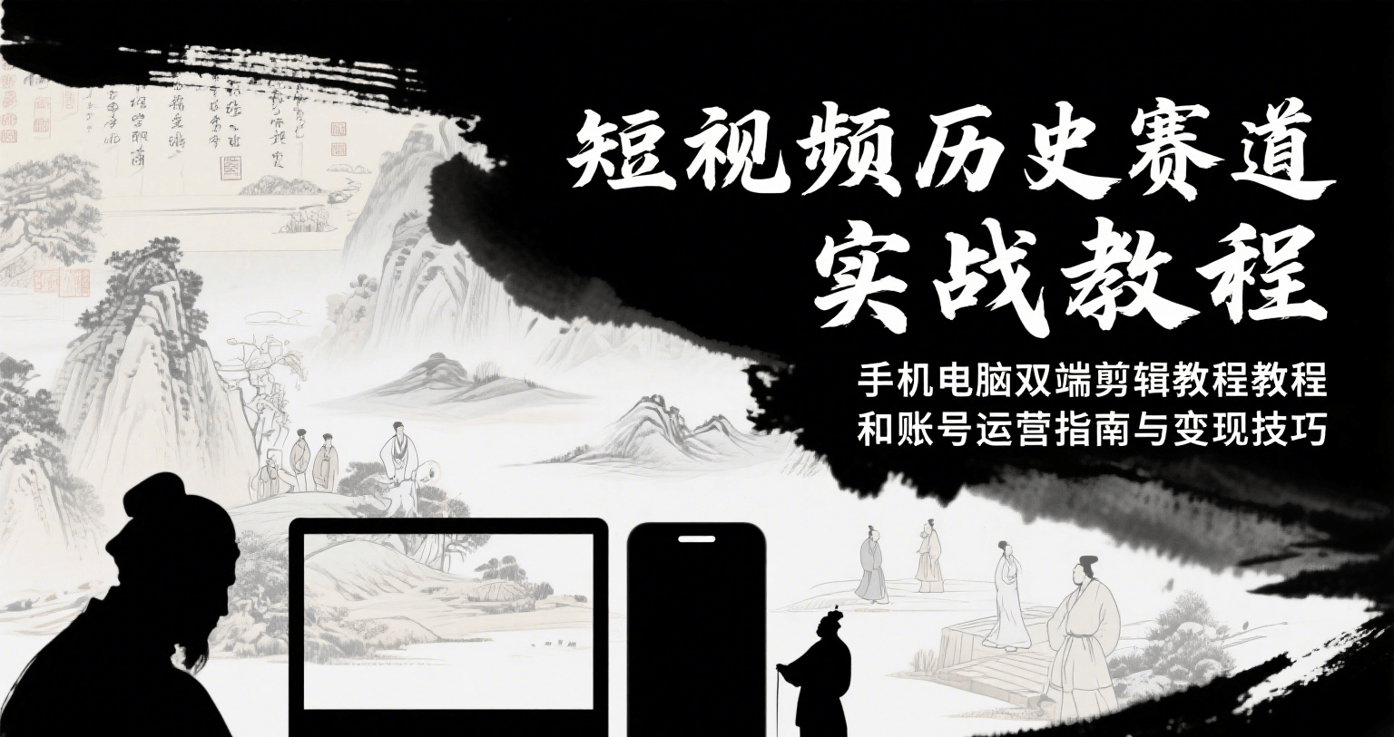 短视频历史赛道实战教程，手机电脑双端剪辑教程和账号运营指南与变现技巧-万三聊项目