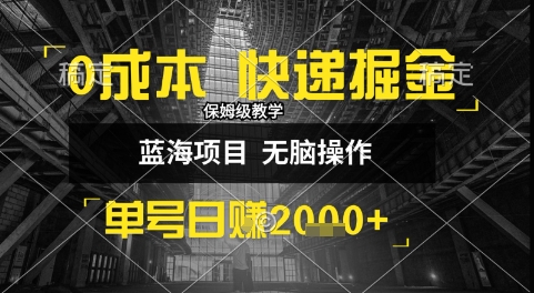 0成本快递掘金玩法，日入1k+，小白30分钟上手，收益嘎嘎猛【揭秘】-万三聊项目