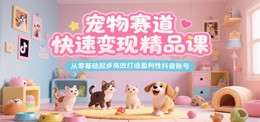 宠物赛道快速变现精品课，从零基础起步高效打造盈利性抖音账号-万三聊项目