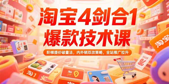 淘宝4剑合1爆款技术课73期：阶梯提价破量法，内外销双改策略 全站推广拉升-万三聊项目