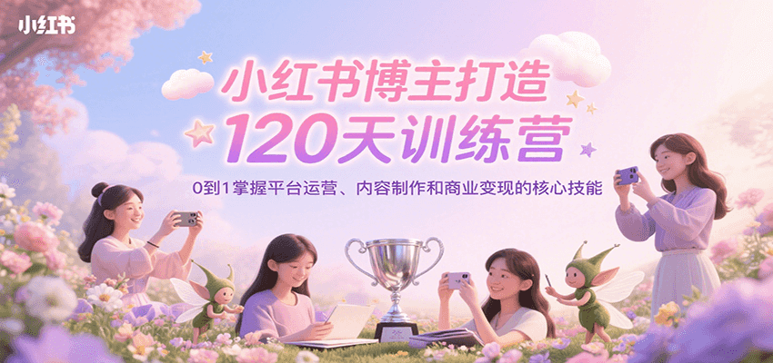 小红书博主打造120天训练营，0到1掌握平台运营、内容制作和商业变现-万三聊项目