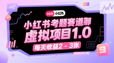小红书考题赛道虚拟项目1.0，项目操作简单，每天收益2-3张-万三聊项目
