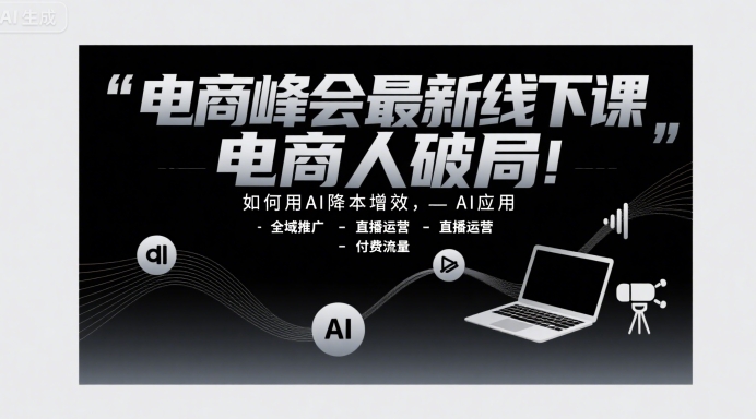 电商峰会最新线下课，电商人破局，如何用AI降本增效，AI应用-全域推广-直播运营-付费流量-万三聊项目