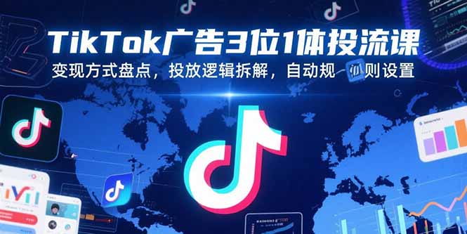 TikTok广告3位1体投流课，变现方式盘点，投放逻辑拆解，自动规则设置-万三聊项目
