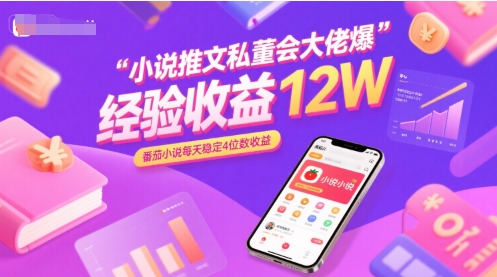 小说推文私董会大佬爆单经验分享收益12W，番茄小说每天稳定4位数收益-万三聊项目