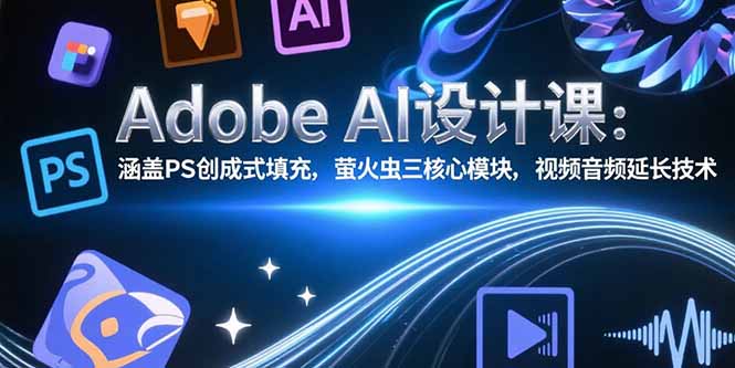 Adobe AI设计课：涵盖PS创成式填充，萤火虫三核心模块，视频音频延长技术-万三聊项目