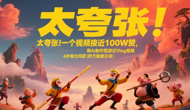太夸张！一个视频接近100W赞，用AI制作西游记Vlog视频，全流程拆解来了(附万能提示词)-万三聊项目