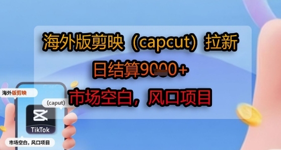 海外版剪映(capcut)拉新，日结算1k+，市场空白，风口项目-万三聊项目