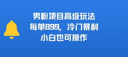 男粉项目高级玩法，每单899，冷门暴利，小白也可操作-万三聊项目