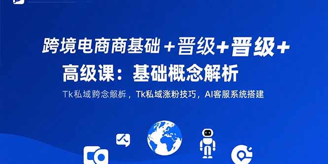 跨境电商基础+晋级+高级课：基础概念解析,Tk私域涨粉技巧,AI客服系统搭建-万三聊项目