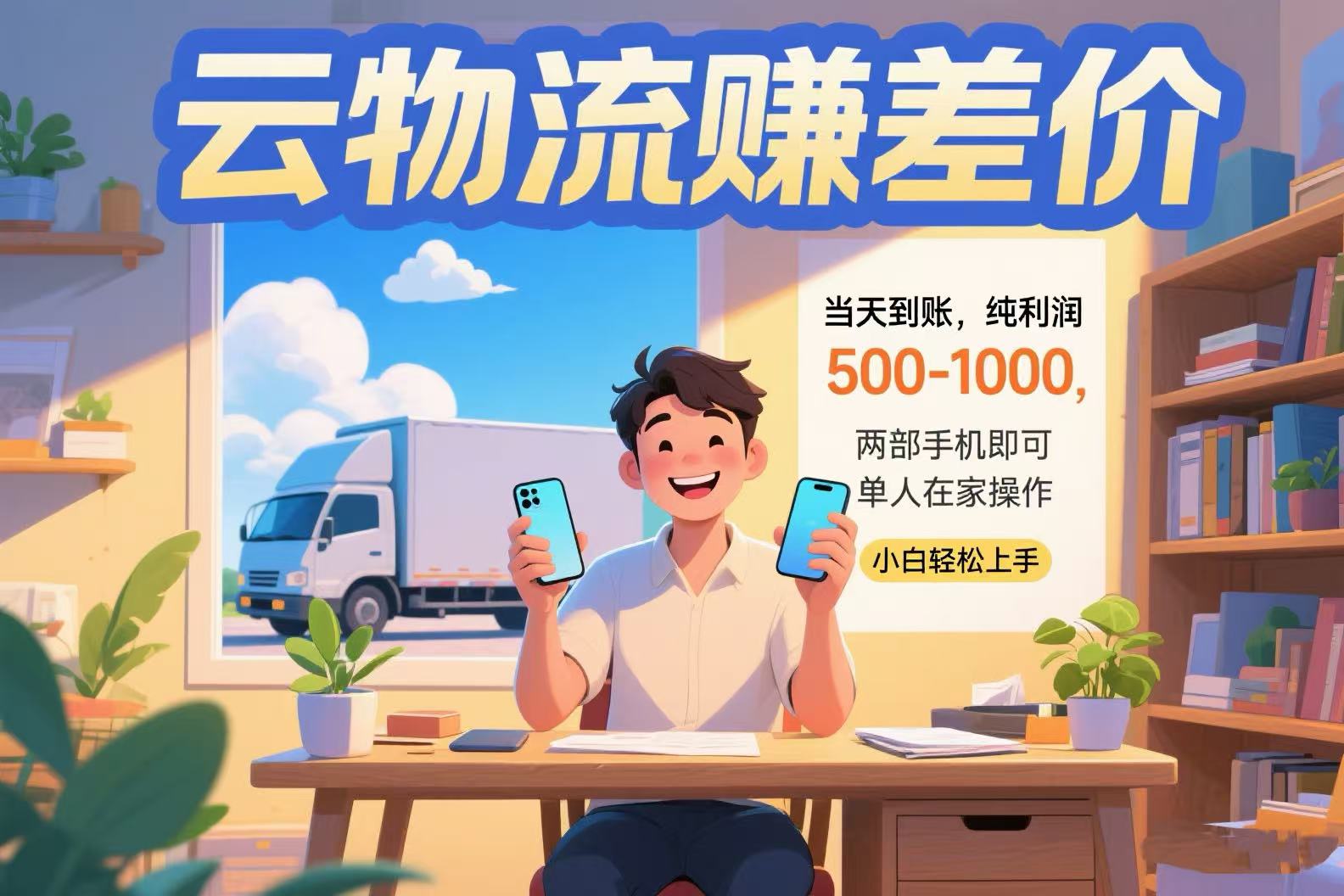 云物流赚差价 当天到账纯利润500-1000 两部手机即可 可单人在家操作 小…-万三聊项目