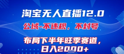 淘宝无人直播12.0，不封号，不违规，布局下半年旺季赛道，日入1k+(独家技术)【揭秘】-万三聊项目