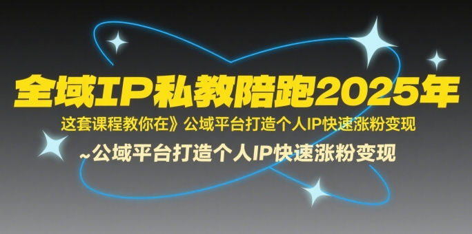 全域IP私教陪跑2025年，这套课程教你在公域平台打造个人IP快速涨粉变现-万三聊项目