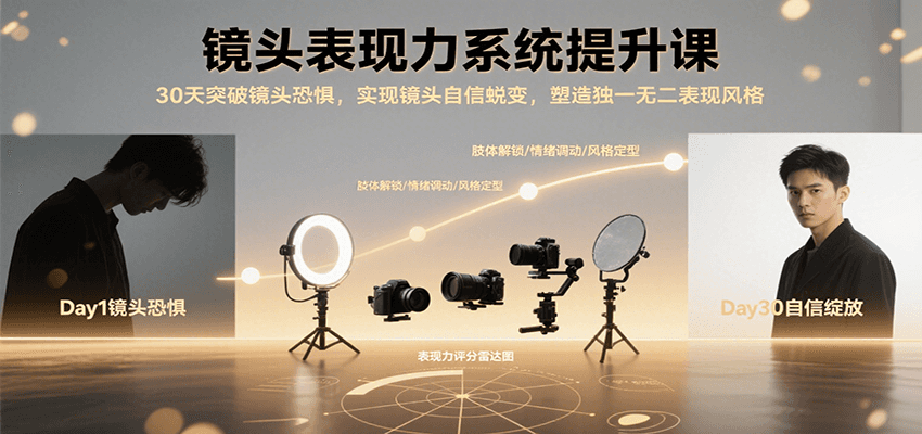 镜头表现力系统提升课，30天突破镜头恐惧实现自信蜕变，塑造独一无二表现风格-万三聊项目