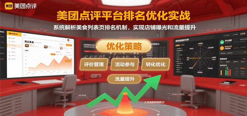 美团点评平台排名优化实战，系统解析美食列表页排名机制，实现店铺曝光和流量提升-万三聊项目