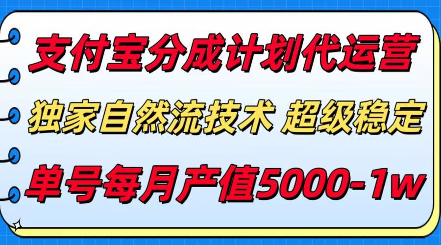 支付宝分成计划代运营，独家自然流技术，收益稳定，单号月产5000＋-万三聊项目