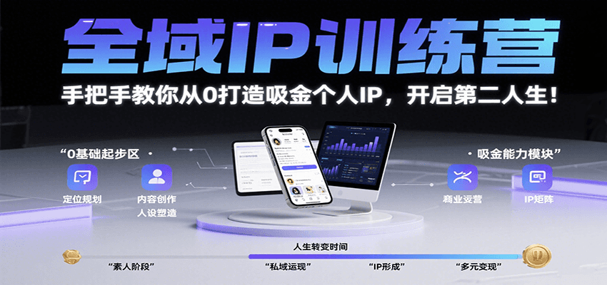 全域IP训练营，手把手教你从0打造吸金个人IP，开启第二人生！-万三聊项目