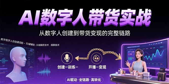 AI数字人+带货实战：从数字人创建到带货变现的完整链路-万三聊项目