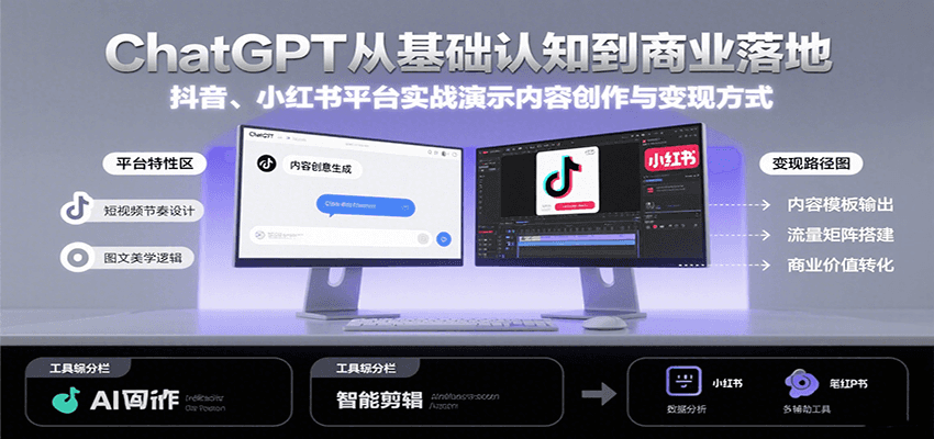 ChatGPT从基础认知到商业落地，实战演示抖音、小红书等平台的内容创作与变现-万三聊项目
