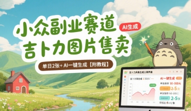 小众副业赛道 吉卜力图片售卖 单日2张+ AI一键生成【附教程】-万三聊项目